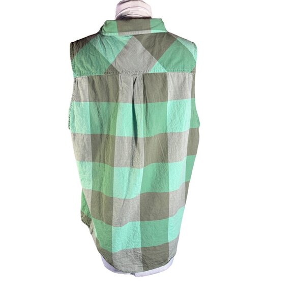 Patagonia Green Plaid Button Down Tank Women Size XL - Picture 6 of 9